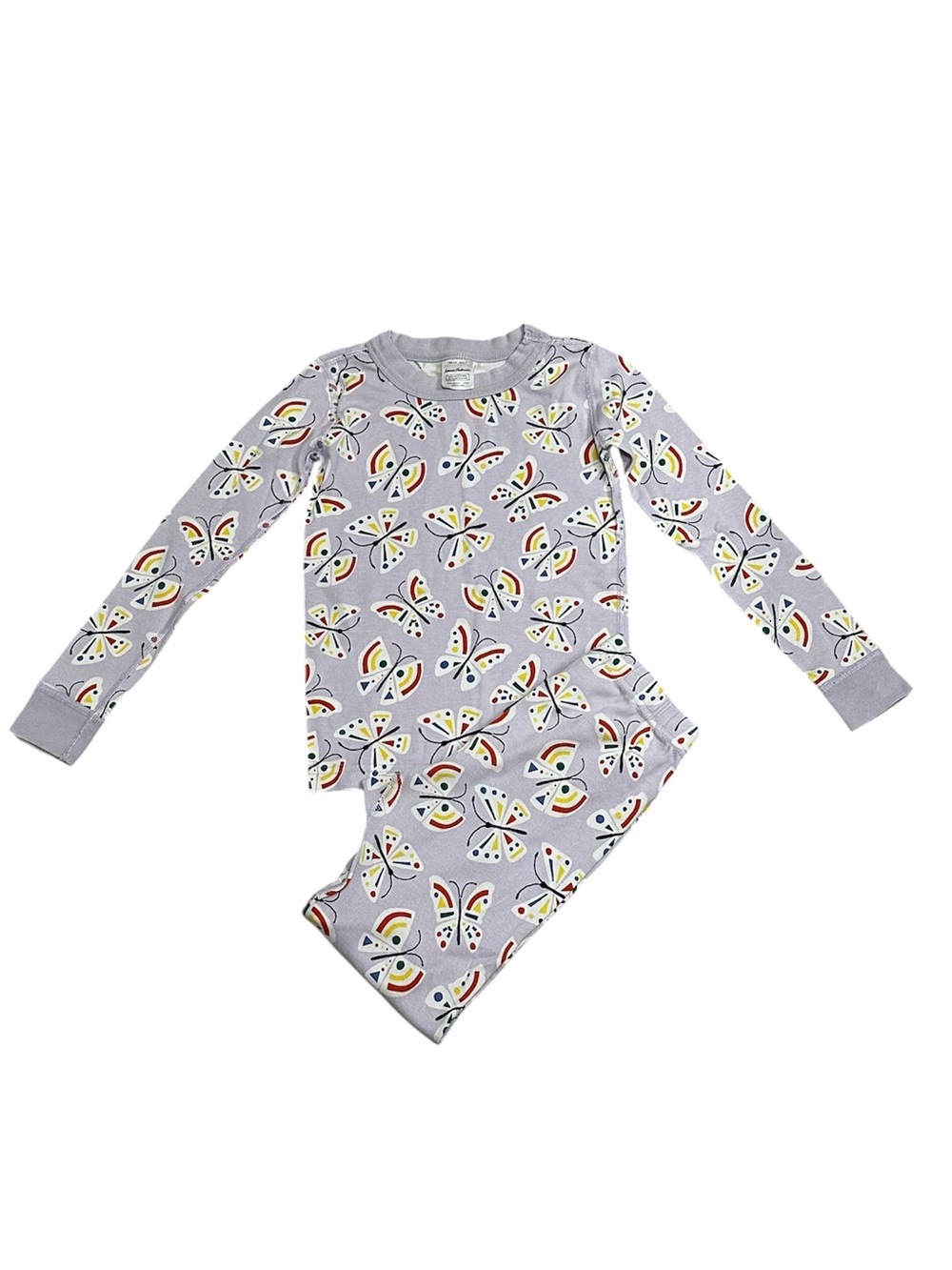 Hanna Andersson Long John Pajama Set Butterfly Mosaic Orchid Hush Size 129 (6/7)